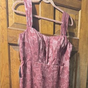 Azazie Pink Maxi A-Line Dress with Slit